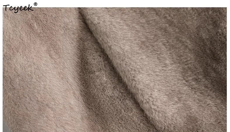 معطف فرو المنك الطبيعي من Tcyeek للنساء 2025 ملابس شتوية سترات نسائية من الفرو الحقيقي بياقة واقفة جديد في ملابس خارجية فورور فام