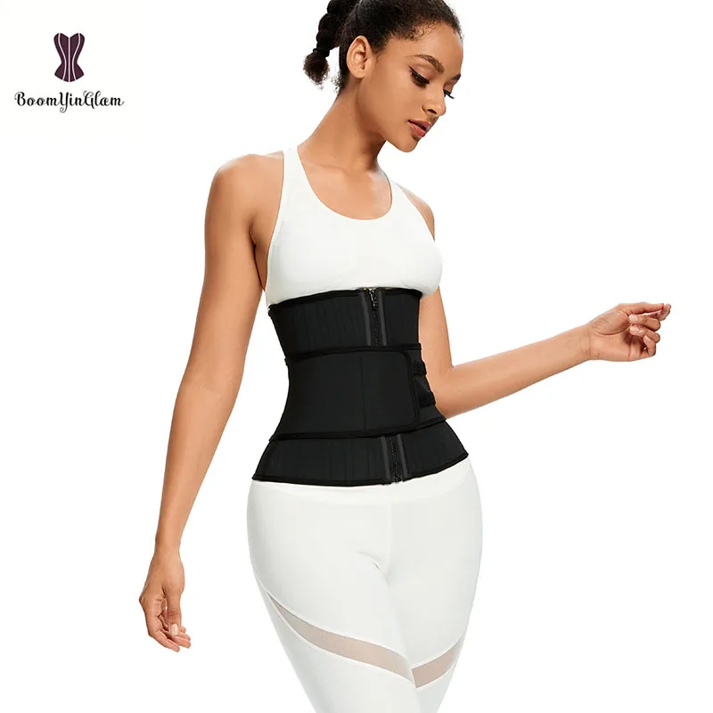 Black Champagne Sport Belt Slimming Girdle Fajas Sashes 25 Steel Bone Latex Waist Trainer Corset Women Plus Size Body Shapwear