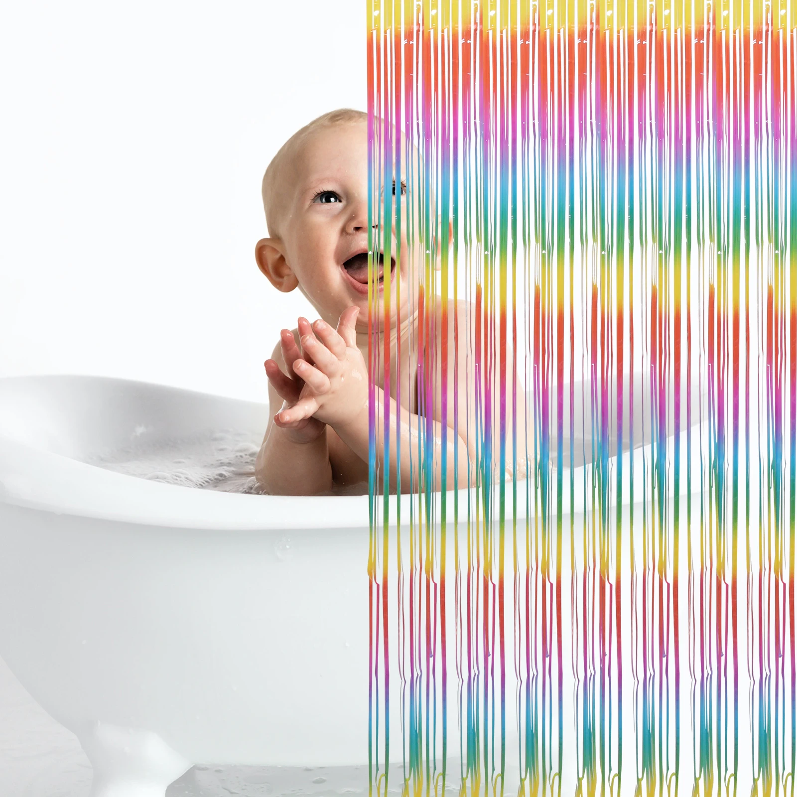 

2pcs Macarons Tinsel Curtain Gradient Rainbow Backdrop Fringe Baby Shower Decorations Birthday Party Room Wall Hanging