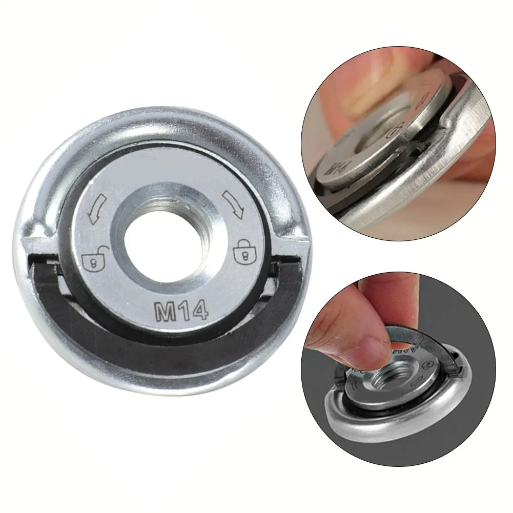 M14 Quick Release Self-Locking Grinder Pressing Plate Flange Nut Power Chuck Replacement Parts For Angle Grinder Clamping Tools