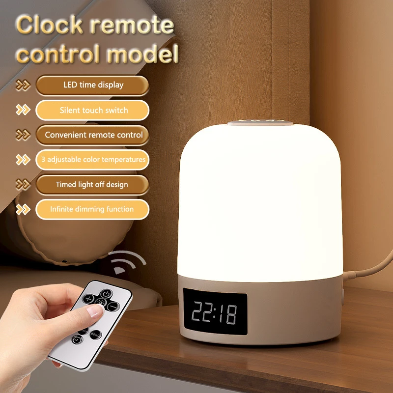 Smart Digital Clock Night Light - Remote Dimmable Bedside Lamp & Sleep Aid for Nursery, Feeding & Bedroom (K2022)
