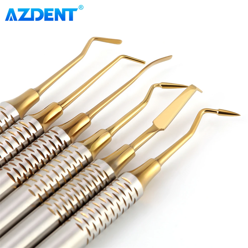 AZDENT – spatule de remplissage Composite dentaire, outils en acier inoxydable, placage de titane, poignée épaisse, instrument de réparation de remplissage en résine, 6 pièces