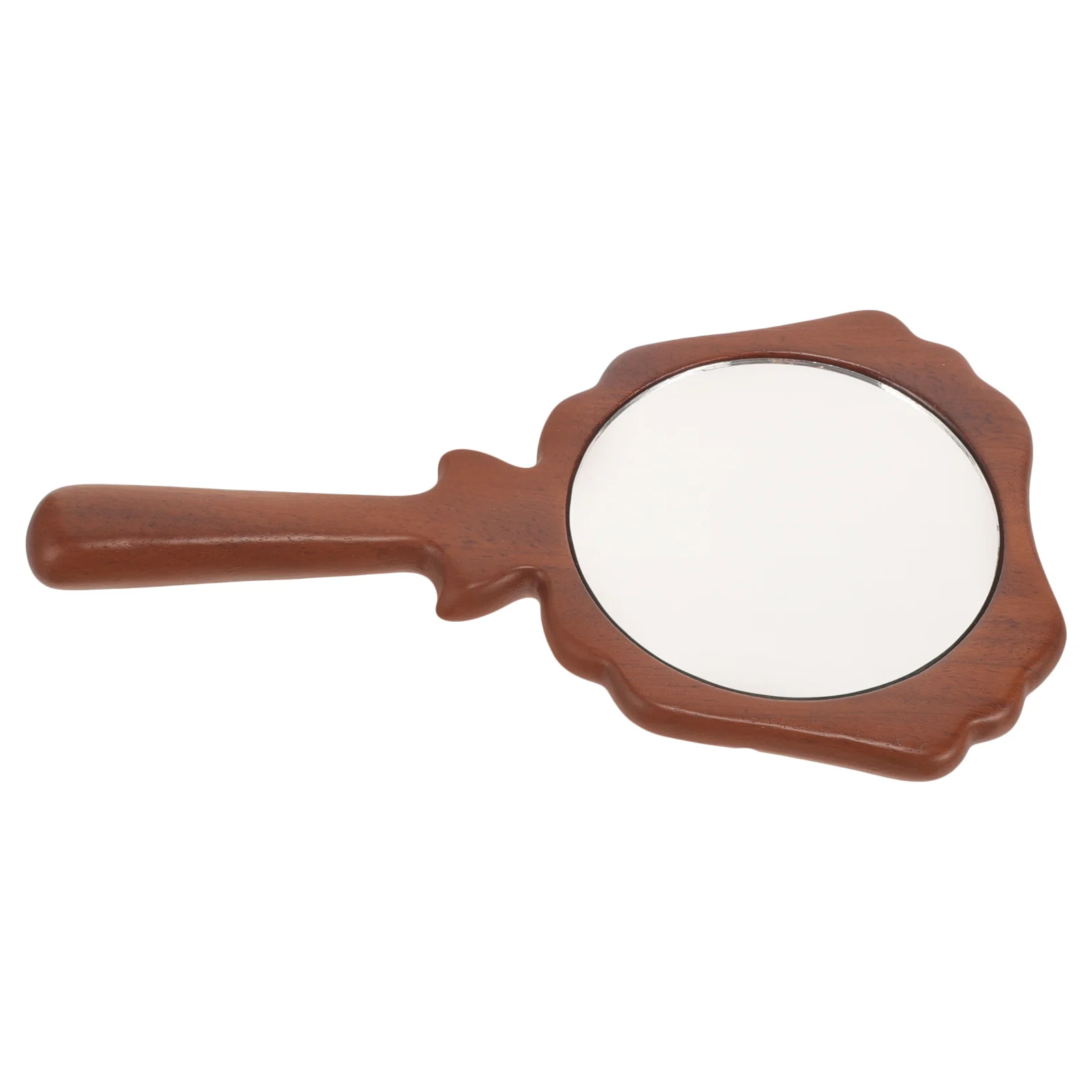 

Wooden Handle Handheld High Definition Compact For Eyebrow Embroidery Salon Portable Makeup Tool Hand Mirror Compact Purse