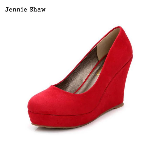 Red and black wedge shoes clearance