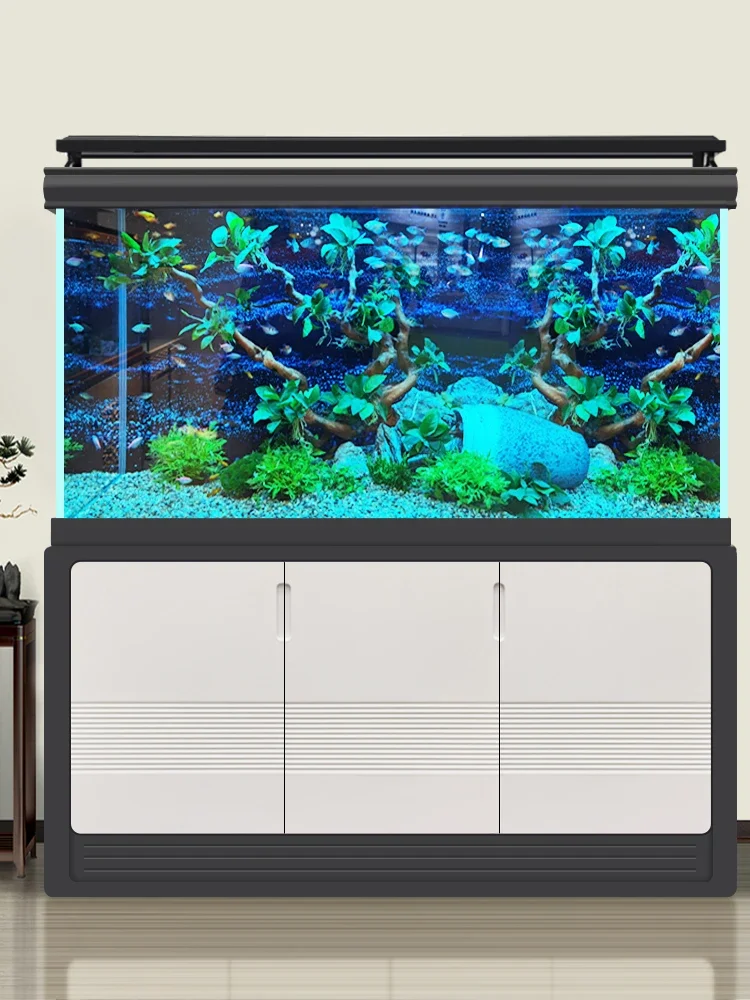 Fish Tank Living Room Large 2023 New Floor Household Super White Hallway Screen Hallway Care-Free Ecological Fish Tank