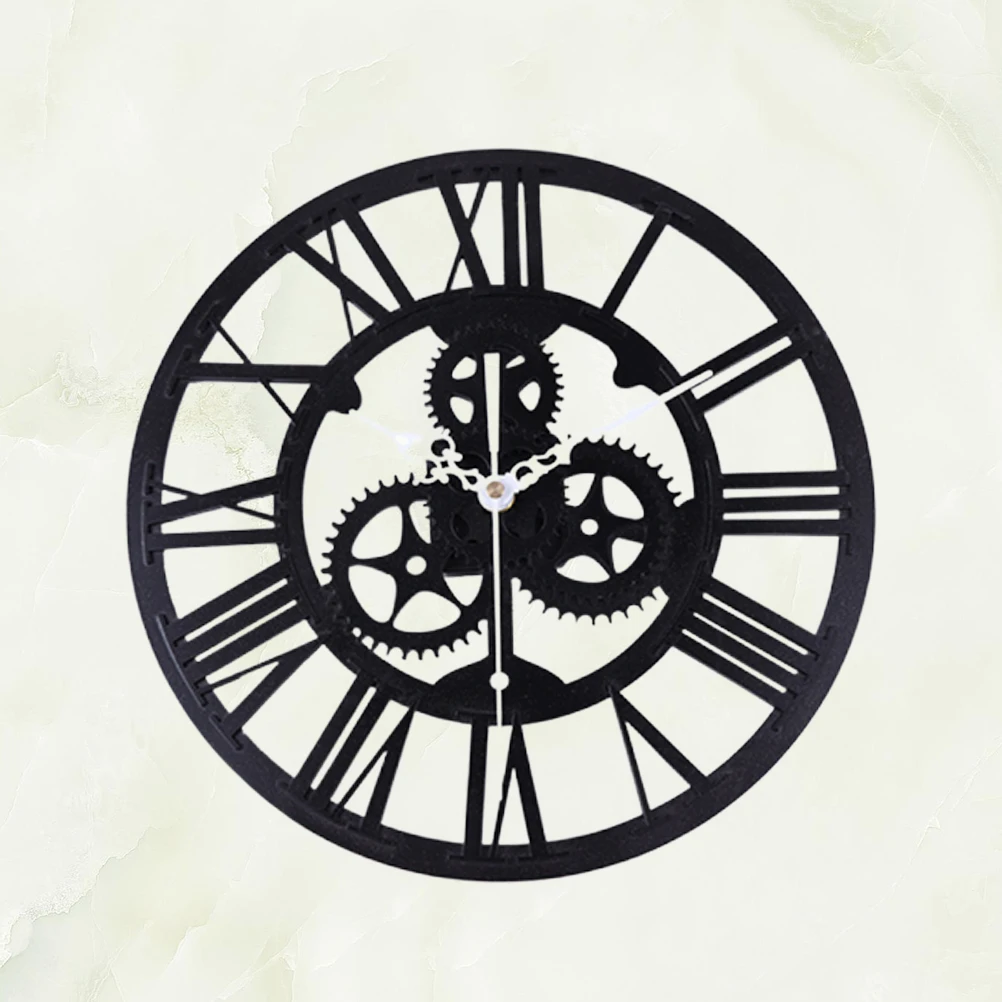 

1Pcs Retro Gear Wall Clock Black Silent Movement Accurate Time Decorative Wall Clock for Kitchen Living Room Study Room