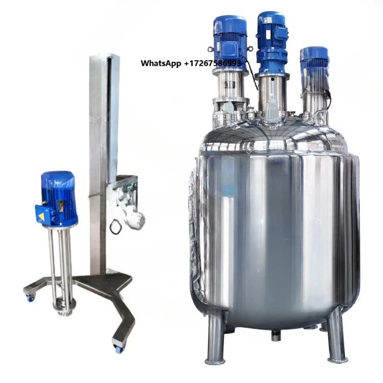 100L 200L 500L 1000L Stainless Steel Tank  with Agitator Homogenizer Mixer Tank with  Jacket Electric Heating Mixing Tank