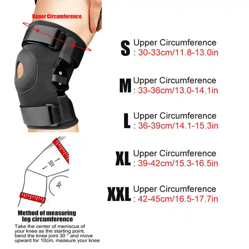 1Piece Hinged Knee Brace Support Gel Patella Support with Removable Dual Side Stabilizers Relieves Arthritis Meniscus Tear Acl