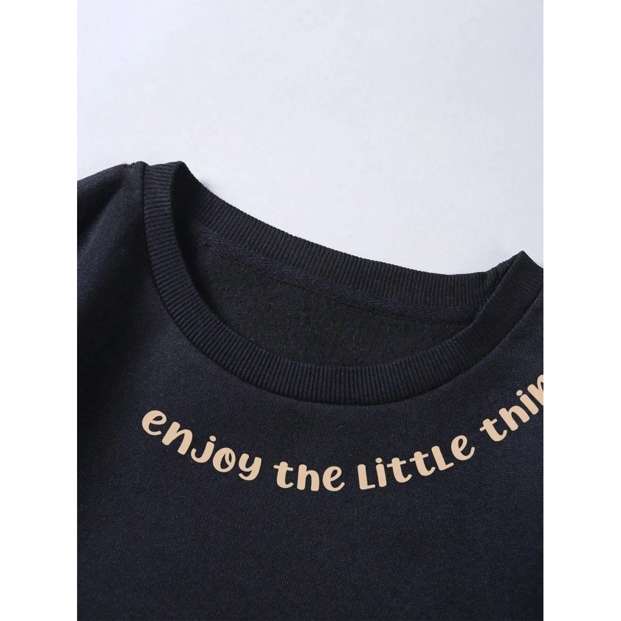 작은 것들을 즐기세요 레터 프린트 스웨트셔츠 여성용 가을 린넨 니트 탑 편안한 캐주얼 패션 여성복