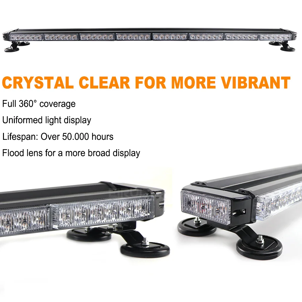 37 "43" 49 "giallo bianco COB LED avvertimento di emergenza Lightbar Strobe Beacon carro attrezzi auto polizia tetto lampeggiante lampada di segnalazione 12V 24V