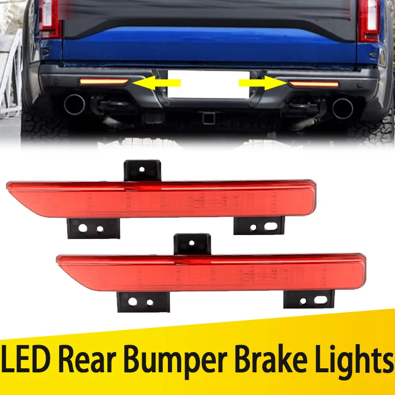 2PCS Car LED Rear Bumper Light Fog Brake Turn Signal Lamp For Ford F-150 Raptor 2017 2018 2019 Stop Warning Lamps