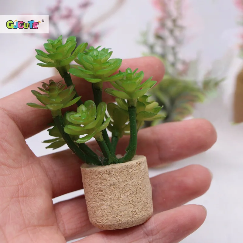 1:12 casa de bonecas simulação flor planta vaso modelo boneca casa em miniatura plantas verdes decoração do jardim micro paisagem ornamento