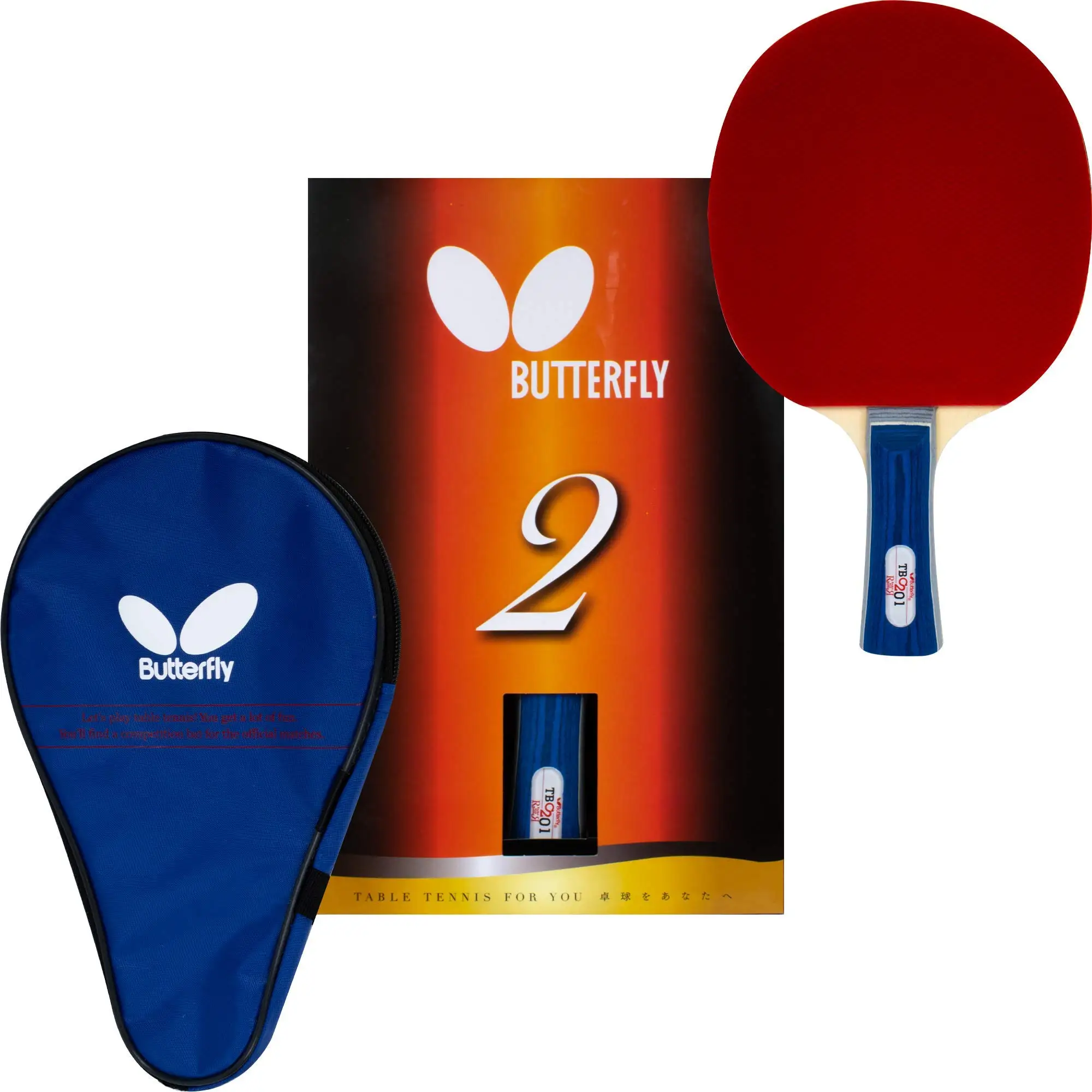 Butterfly 201 202 Shakehand Table Tennis Racket, Case Set Offering Good Speed And More Spin For Beginning Level Players