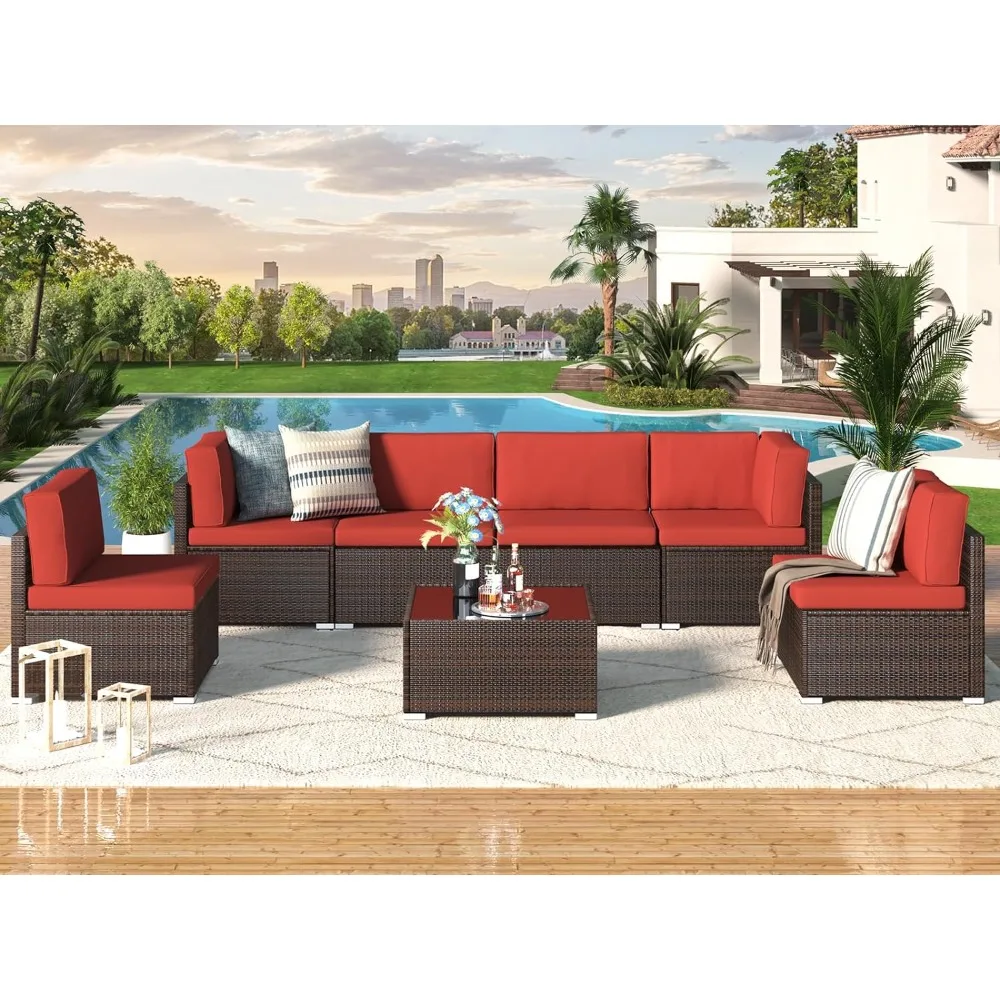 

Outdoor Sectional Furniture Chair Set with Cushions and Coffee Table,Patio PE Rattan Wicker Sofa