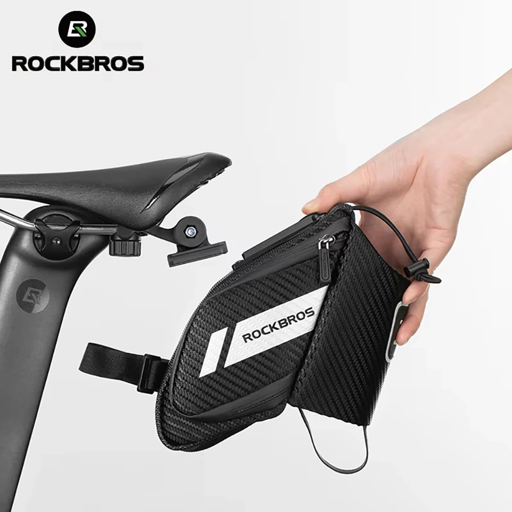 ROCKBROS Bicycle Tail Bag 1.5L Water Repellent Durable Reflective MTB Road Bike Saddle Bag With Water Bottle Pocket Cycling Bag