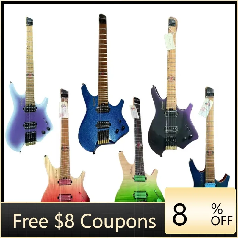 

STLF Factory OEM various styles of headless electric guitars with maple neck tremolo bridge, HH or SS pickups and logo customiza