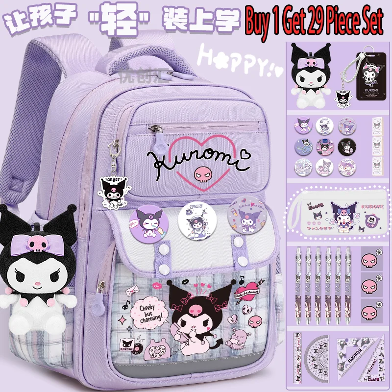 

Sanrio Backpack 2025 New Fashionable Cartoon Print Cute Kulomi School Bag for Girls Large Capacity Backpack for School