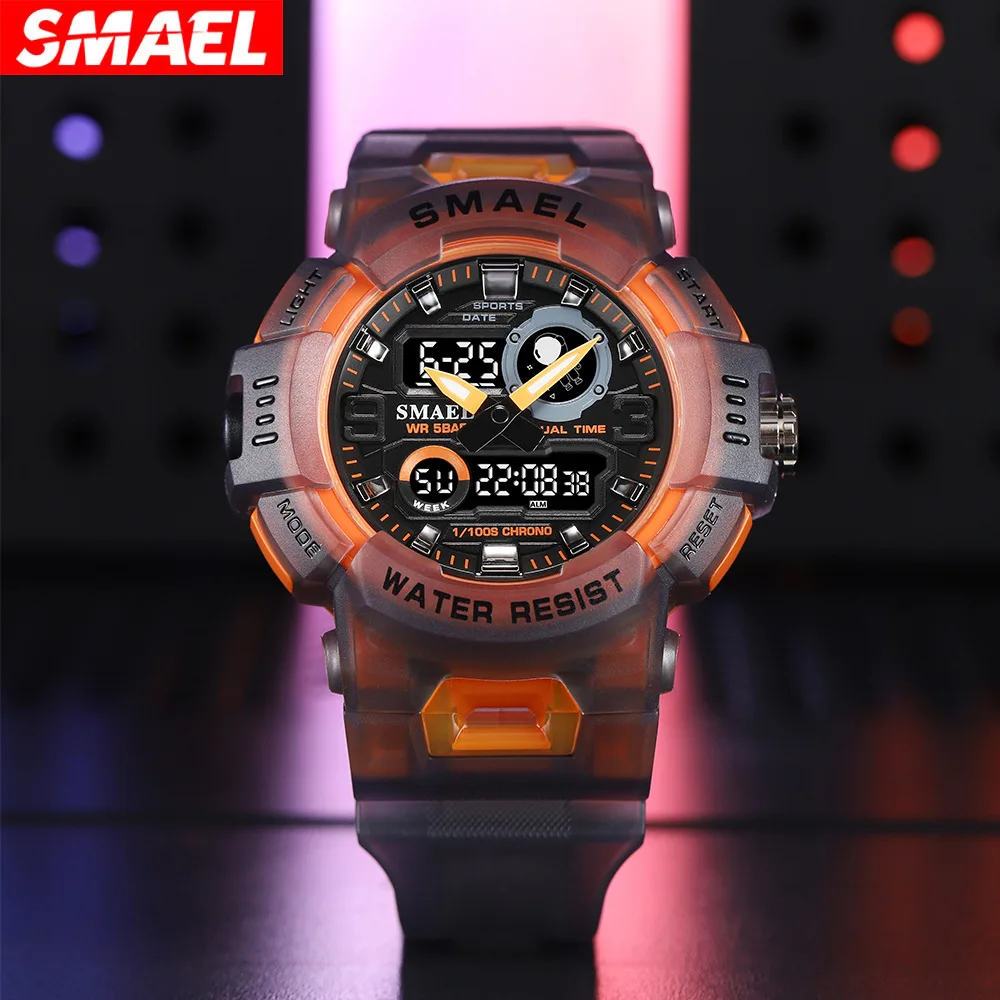 SMAEL Astronaut studentenhorloge Mannelijke en vrouwelijke student Multifunctioneel waterdicht lichtgevend horloge Sport dubbel display