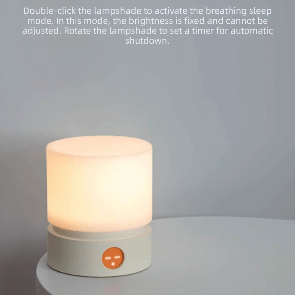 

Warm White Light Timer Night Light Infinite Dimming Cylindrical Shape Dimmable Table Lamp Small Size Round Design