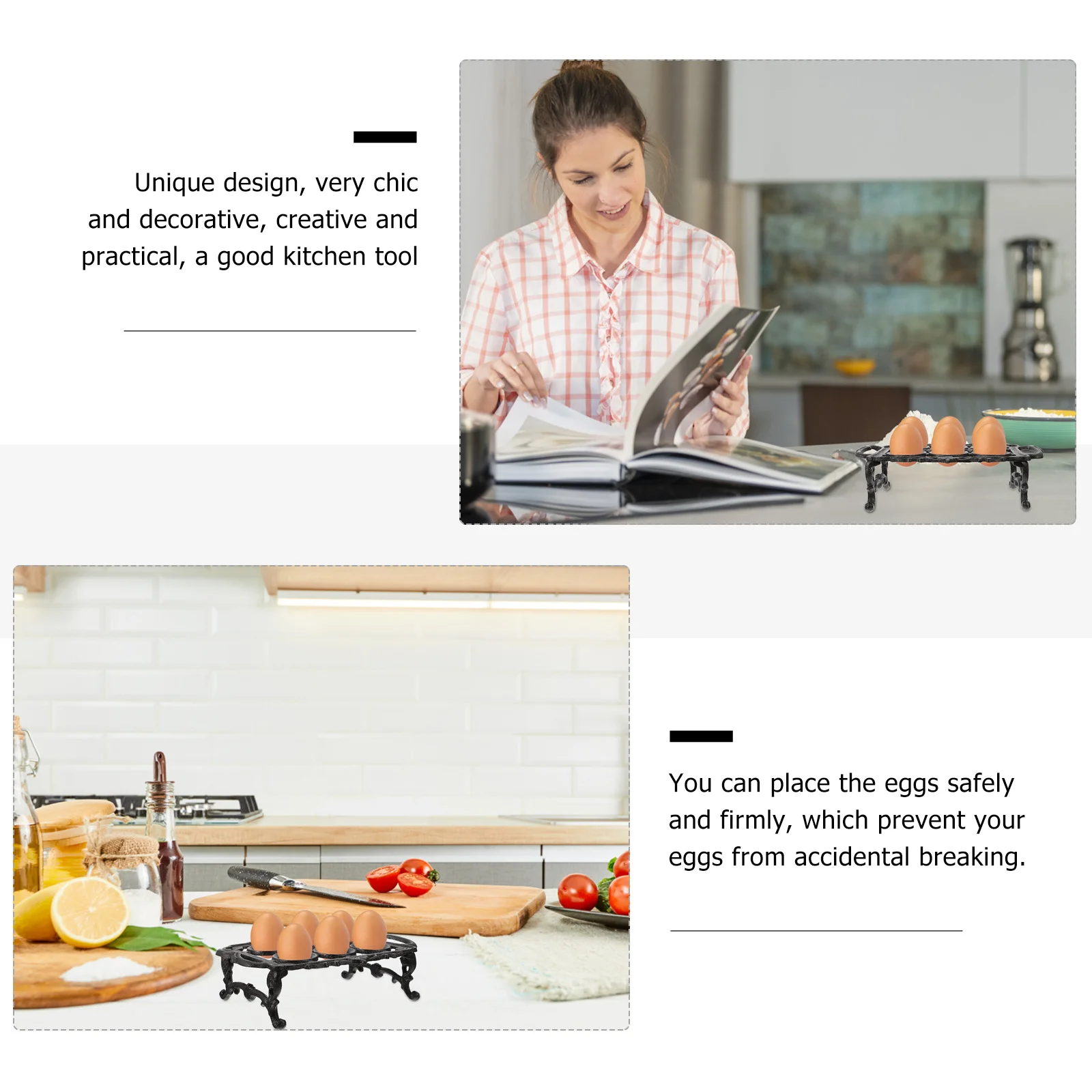 

1Pcs Black Cast Iron Egg Storage Rack Kitchen Egg Holder Creative Practical Buffet Dining Table Organizer