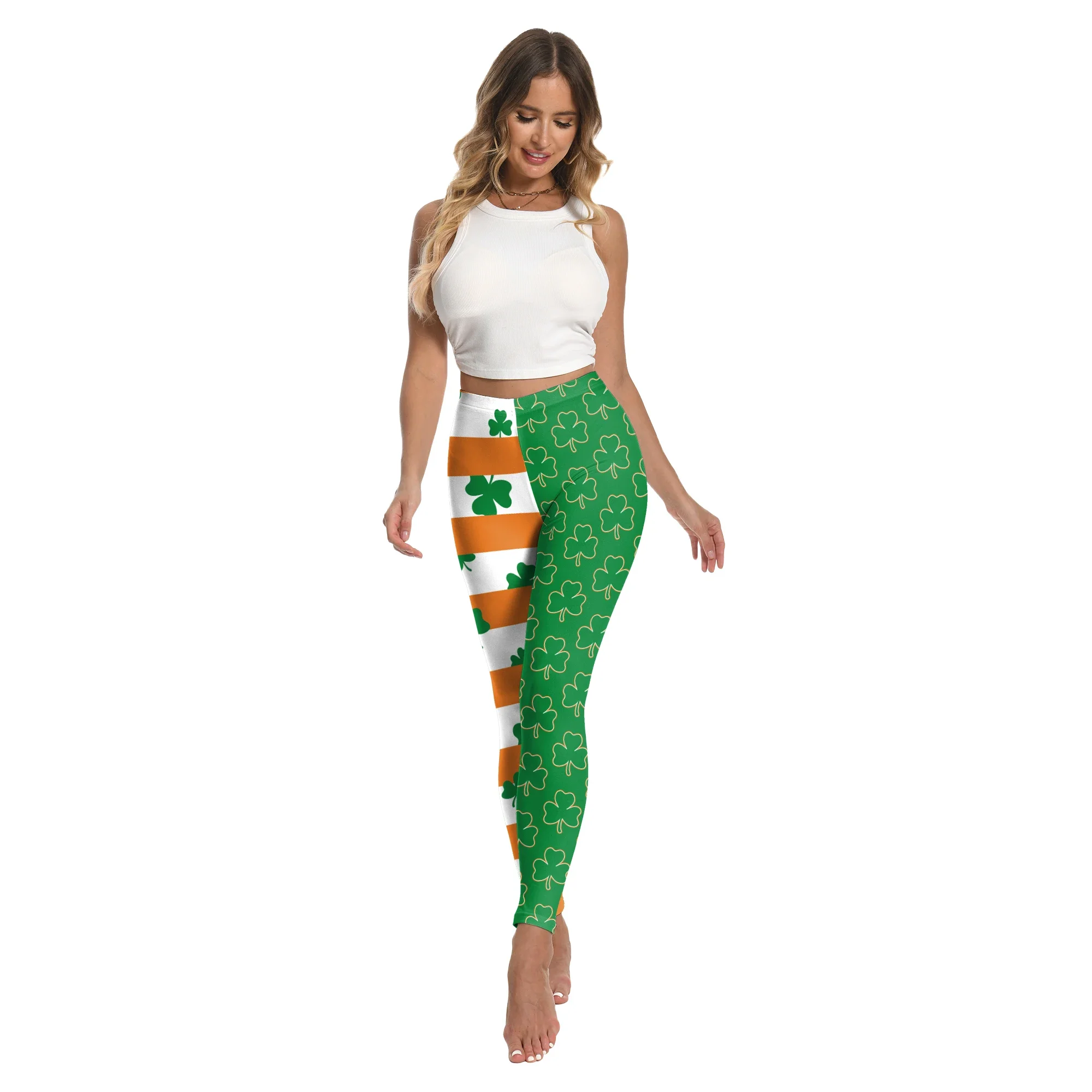 Leggings Lucky Clover para mujer, fiesta del día de San Patricio, pantalones ajustados con estampado 3D verde, mallas de yoga para festival irlandés