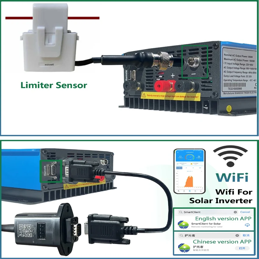 Wifi Plug 3m Limiter Sensor for On Grid Tie Inverter SUN1000G2 SUN2000G2 WIFI Port for Web/Phone APP online Monitor System