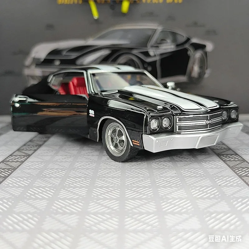 

1:24 Chevrolet Chevelle 454 1970 Diecast Car Model Toy Alloy Classic Muscle Car With Sound & Light Pull Back Metal Vehicle