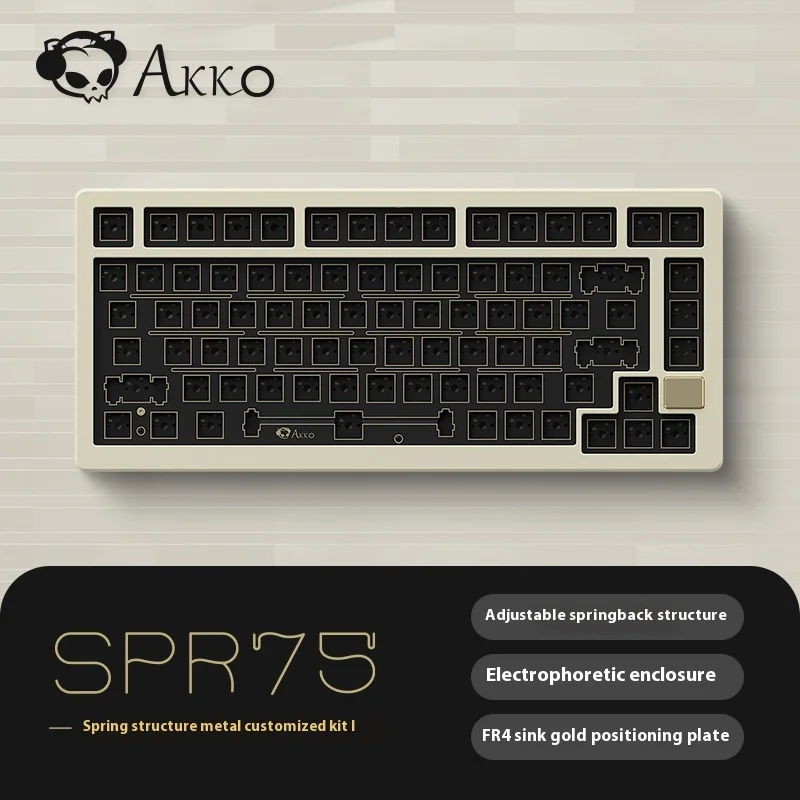 Akko SPR 75 Customized DIY Kit for 75% Wired Mechanical Aluminum Keyboard Spring Mount Barebone with FR-4/POM Plate 5-pin Hot-s