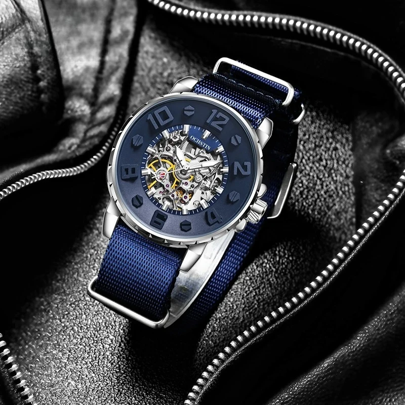 

Деловые легкие роскошные автоматические часы со скелетонизированным механизмом, мужские люминесцентные механические часы