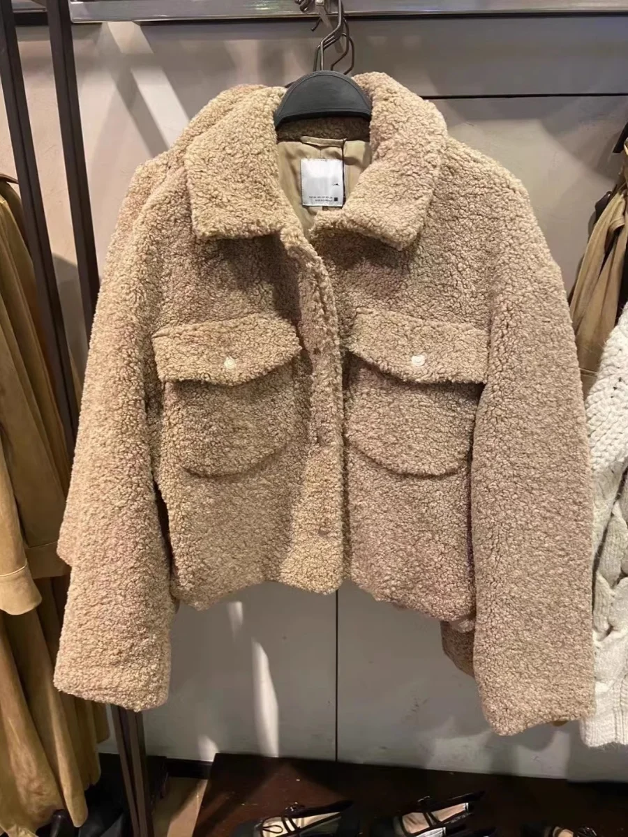 

Женское джаета с тонким воротником на подкладке из искусственного меха, верхняя одежда однотонного цвета, универсальное длинное пальто свободного покроя на пуговицах