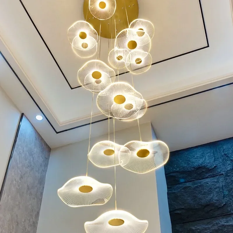 Lámparas colgantes Led de acrílico para sala de estar, candelabro de escalera, accesorios de decoración del hogar, accesorios de iluminación colgantes de diseñador