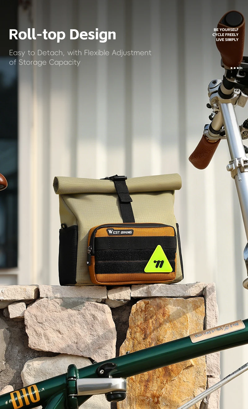 WEST BIKING Faltbare Fahrrad-Vordertasche 2-in-1 Multifunktionale Fahrradlenkertasche 3,3+0,6L Große Kapazität Werkzeugaufbewahrung Fahrradtasche – Detail 8