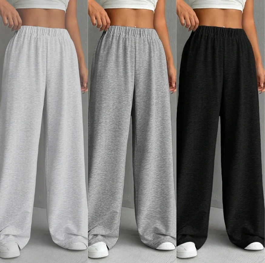 Women's European and American style commuting versatile casual pants comfortable and loose high waisted wide leg sweatpants