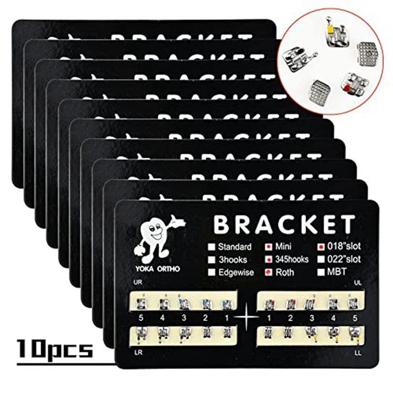 10Pack Model Metal Brackets Braces 018 Slot 345 Hooks Tooth Gem Kit Braces Tooth Braces