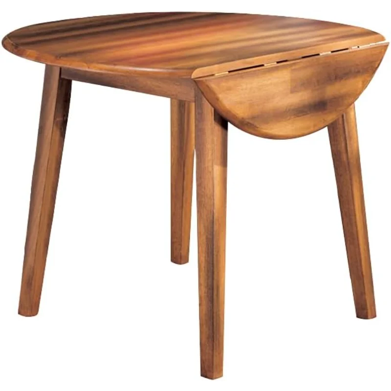 Signature Design by Ashley Berringer Dining Room Round Drop Leaf Table, Rustic Brown