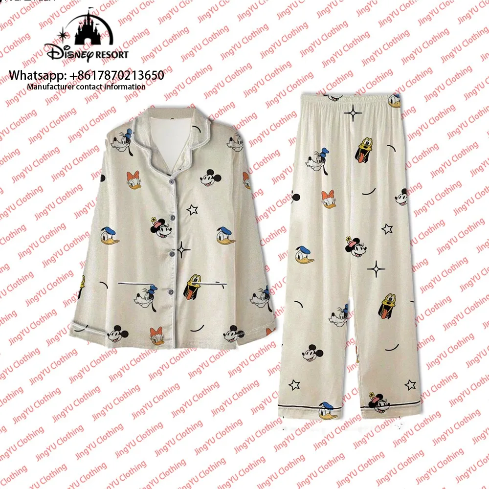 2023 New Autumn Casual Two-piece Mickey and Minnie Cartoon Printed Long Sleeve Long Pants Women's Pajamas Set Home Pajamas