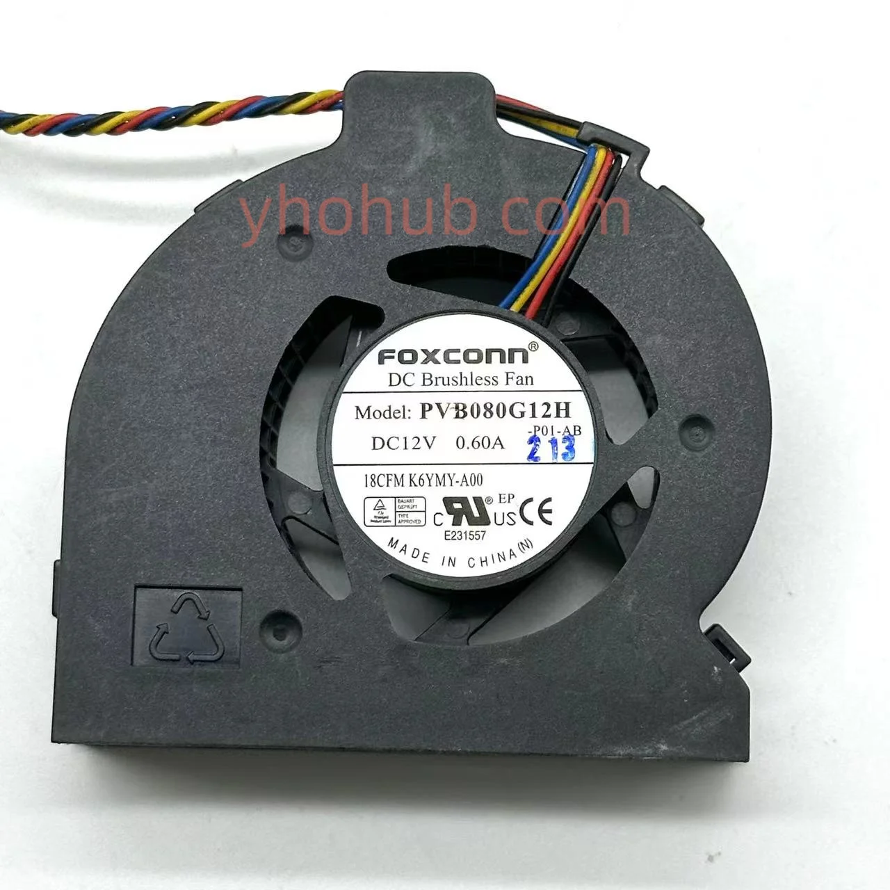 

Foxconn PVB080G12H 18CFM K6YMY-A00 DC 12V 0.60A 80x80x25mm 4-Wire Server Cooling Fan