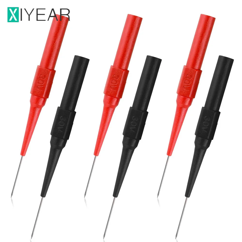

6PCS 30V Car Tip Probes Diagnostic Tools Auto Multimeter Test Leads Extention Back Piercing Needle Tip Probes Mechanical Tools
