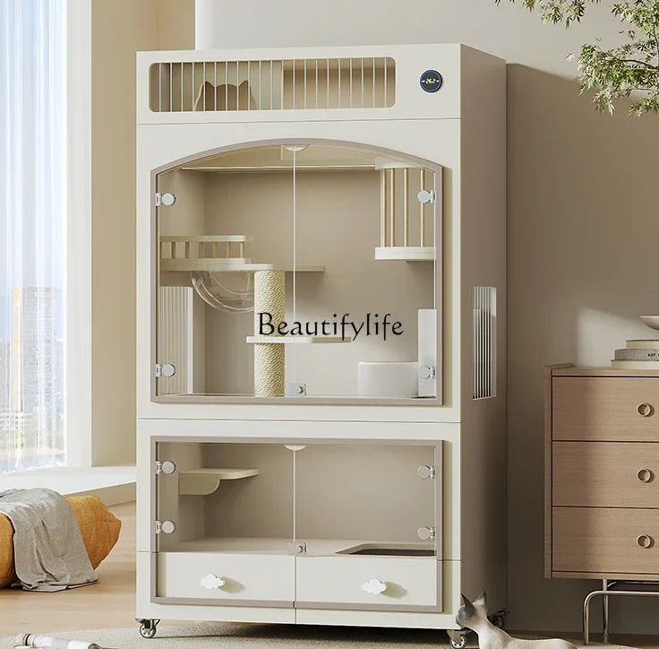 

FG44Solid Wood Cat Cabinet Home Indoor Cat House White Custom