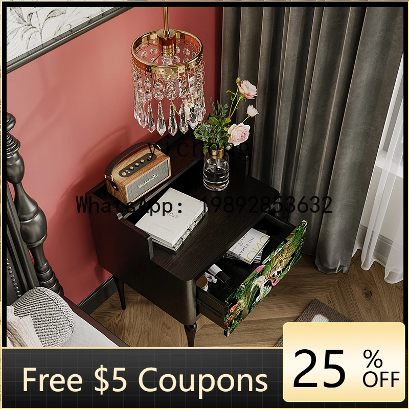 

z7 all solid wood bedside table retro bedroom bedside table medium antique style bedside light luxury storage cabinet