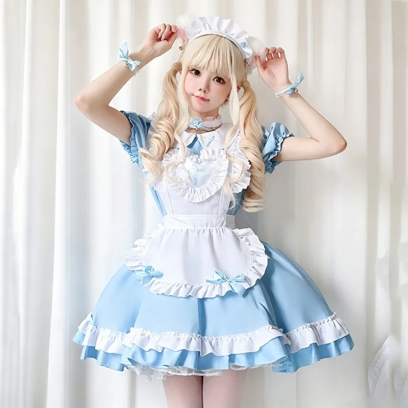 

Women Sky Blue Cat Maid Lolita Dress S-XL, Alice Anime Cosplay Costume, Cute Loli Princess Outfit, Sweet Role Play Party Wear
