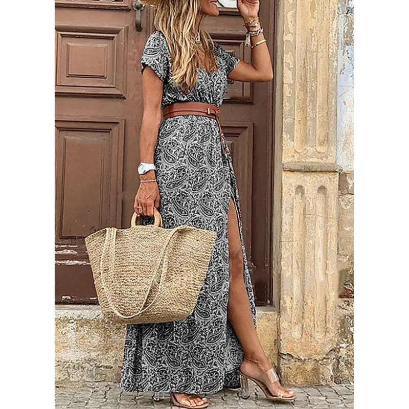 Boho Floral Print Maxi Dress - Amazon Hot Item Women's Beach Cover Up Dress for Vacation & Summer