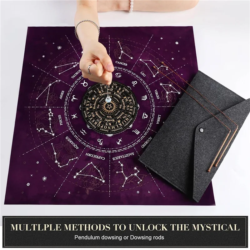 

ABZC-медные лозоходные стержни — 4 шт. гадальных стержней + лозоходный маятник + коврик для гадания — водоросление, сокровище, погребенные предметы и т. д.