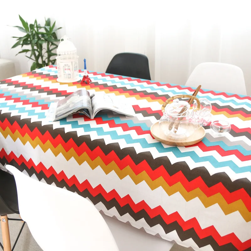 1401-LNew Tablecloth With Striped Cotton And Linen Fabric, Simple Household Table And Chair Tablecloth