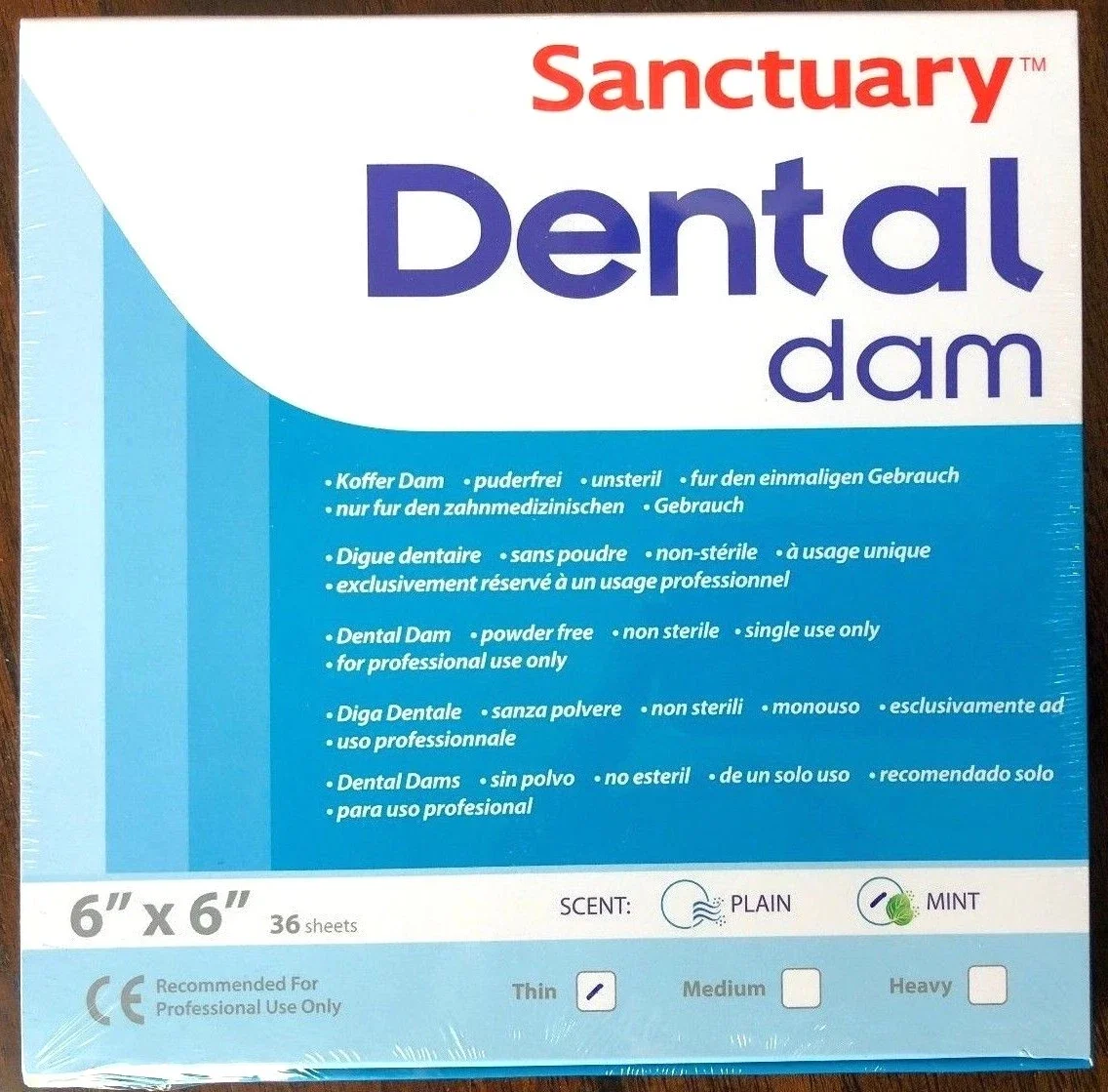 

6x6 HEAVY BLUE Sanctuary Dental Rubber Dam Latex 36/PK Лист