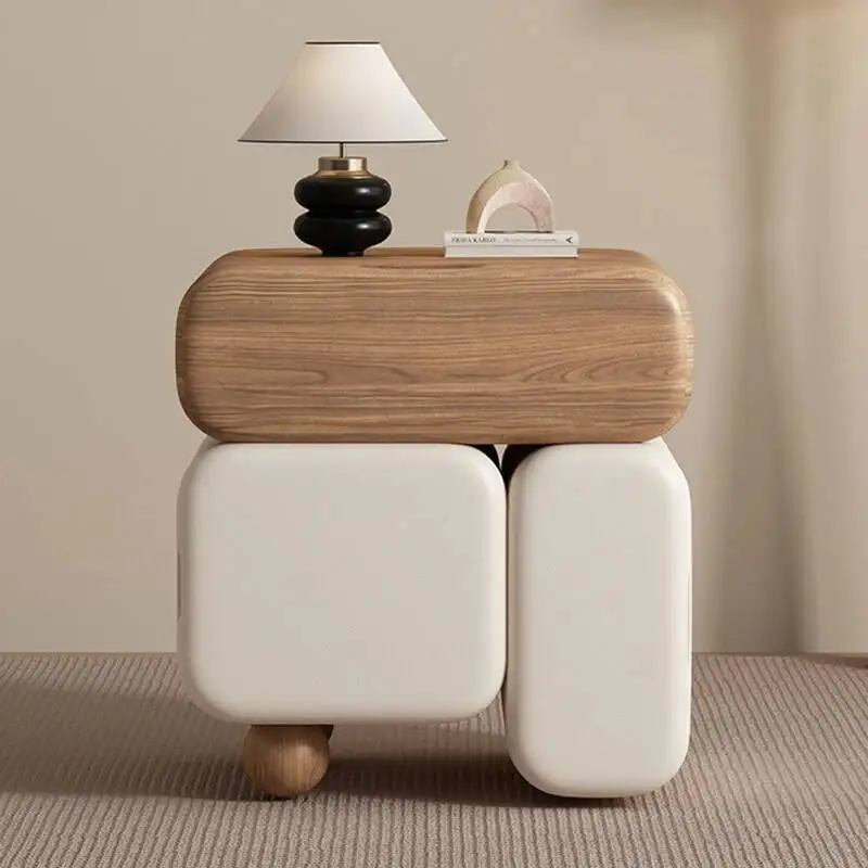 

Storage Drawers Nightstands Cute Luxury Cream Style Aesthetic Bedside Table Simple Design Mesa De Noche Bedroom Furniture
