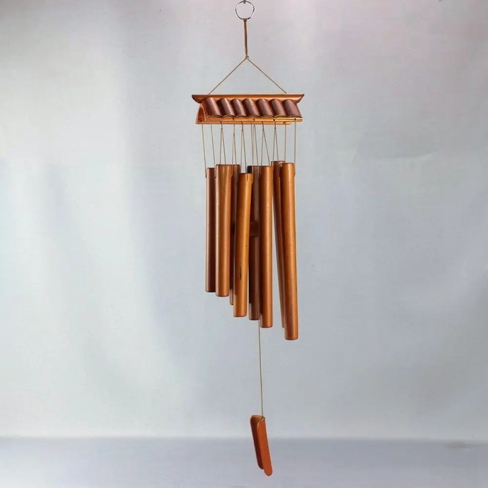 Rustic Bamboo Tube Wind Chimes Handcrafted Outdoor Garden Decoration Relaxing Sound For Tea Room Hotel Balcony Porch