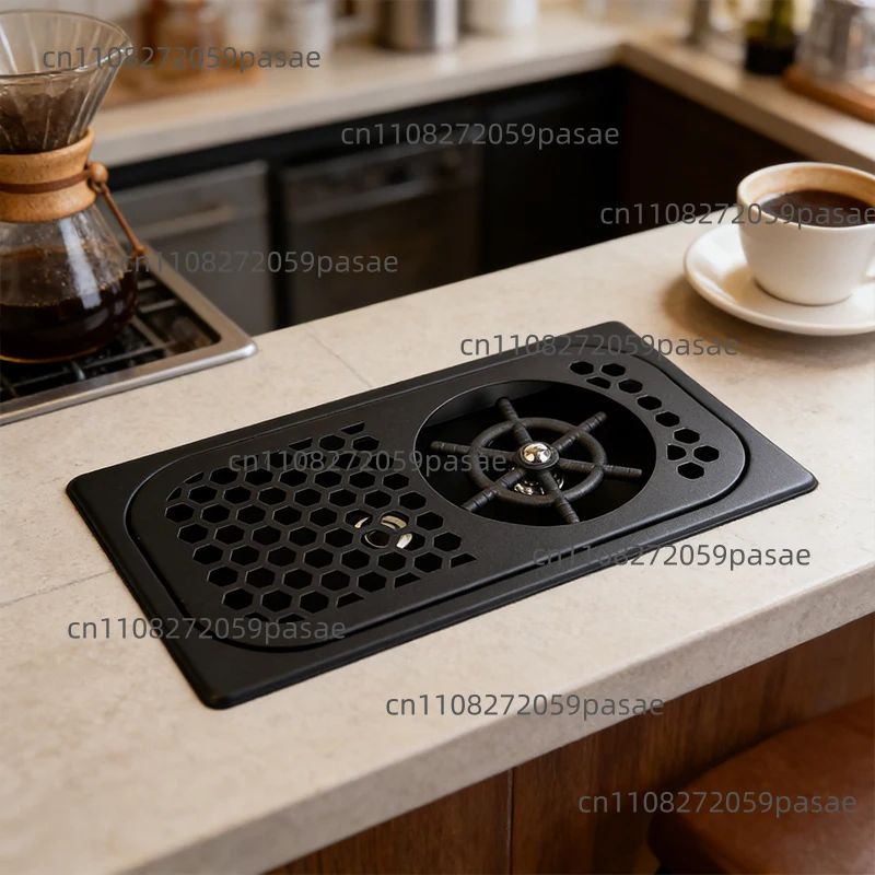 Stainless steel kitchen sink drip tray manual kettle water cup cleaner coffee shop bar tool