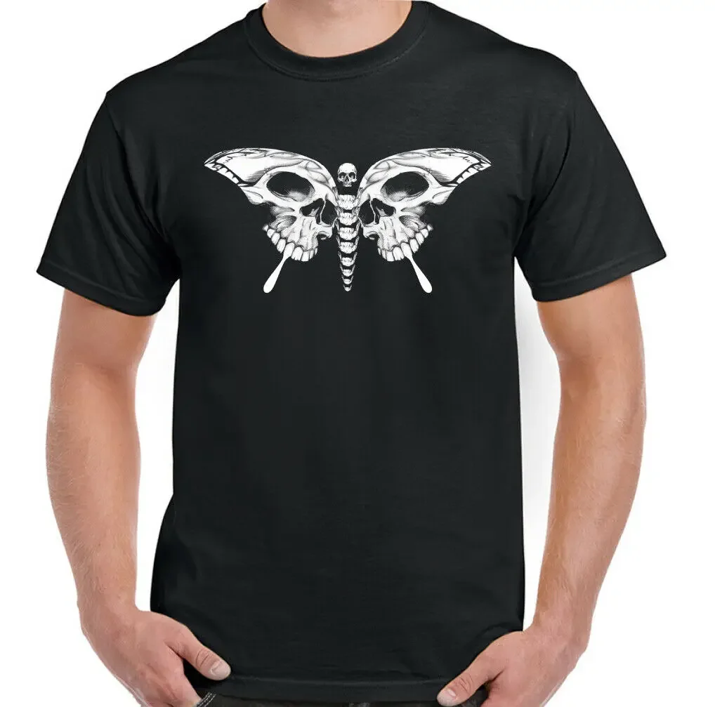 

Unique Design Gothic Skull Tattoo Butterfly Motorcycle Biker T-Shirt. Summer Cotton Short Sleeve O-Neck Men's T Shirt New S-3XL