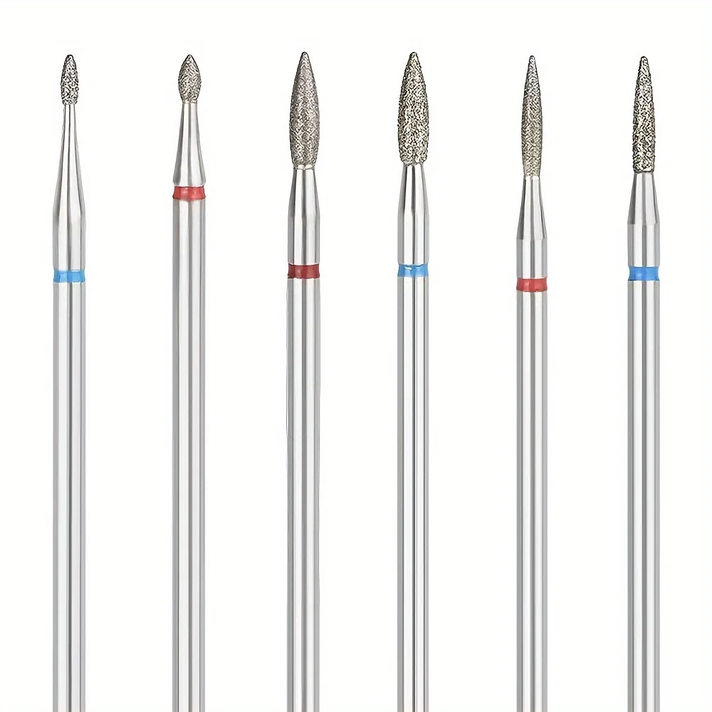6 unids/set de limas de uñas de arena de diamante, broca para pulir cutículas, cabezal de pulido de uñas, juego de manicura eléctrica para quitar acrílico